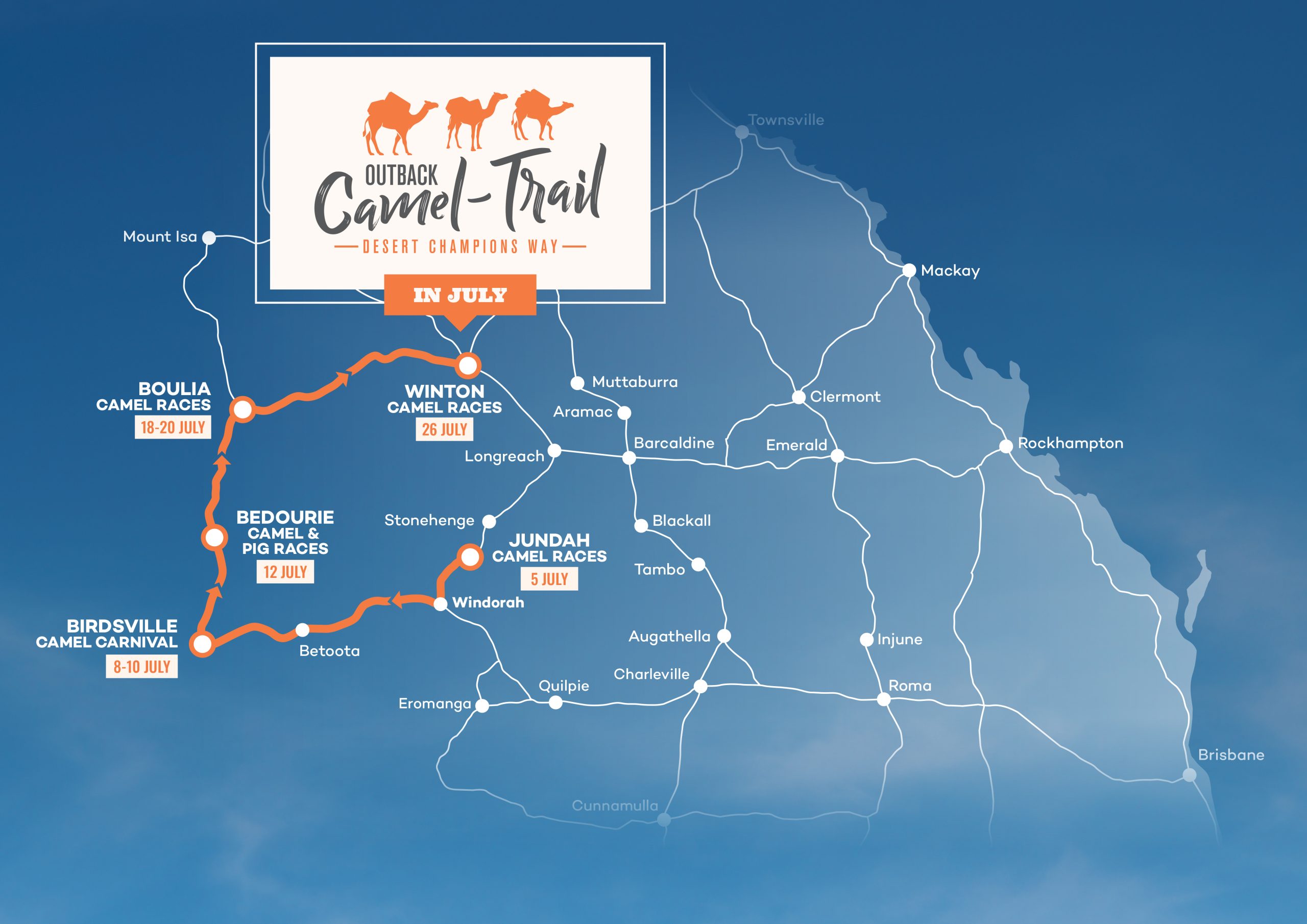 Camel Trail Map - on blue sky
